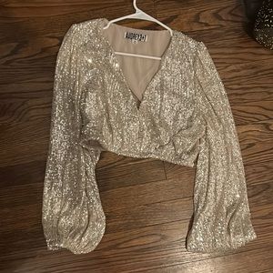 Audrey 3+1 Gold Sequin Top